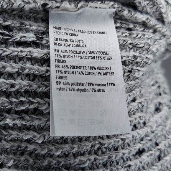 American Eagle Cardigan Sweater XS Gray Laced Hem Open Front Ribbed Knit Stretch - Picture 8 of 9